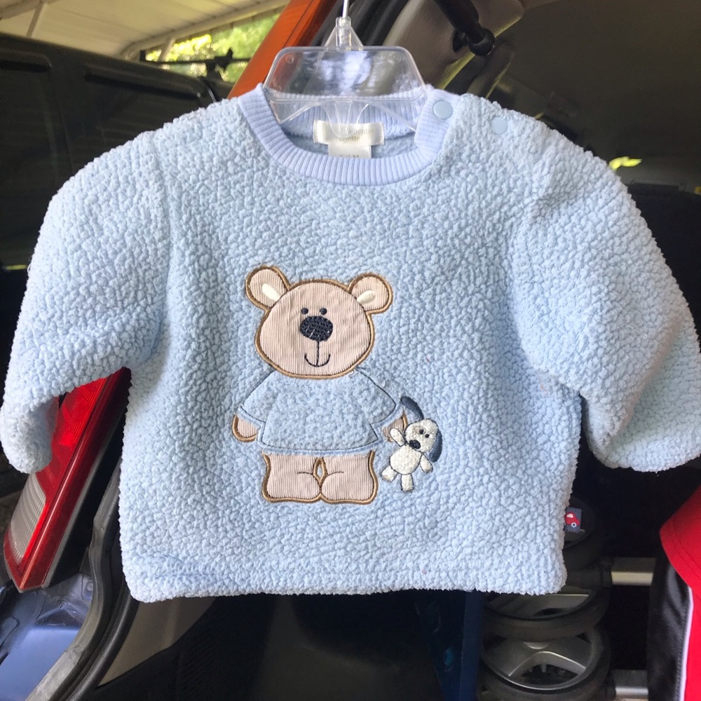 Warm soft blue bear pullover